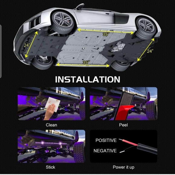 Car Underglow Lights, 4Pcs Multicolor Bluetooth Music Chasing Kit App Control - Picture 5 of 13